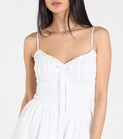 Park Picnic V-Neck Eyelet Skater Dress