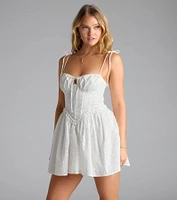 Here For Admiration Corset Lace-Up Eyelet Skater Dress