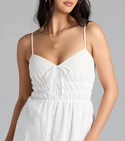 Here To Be Loved V-Neck Eyelet Skater Mini Dress