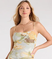 Remarkable Entrance Floral Bodycon Midi Dress