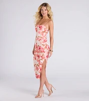 Remarkable Entrance Floral Bodycon Midi Dress