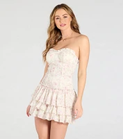Look Of Love Floral Lace Ruffled Mini Dress