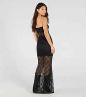 Steal The Show Strapless Lace Maxi Dress