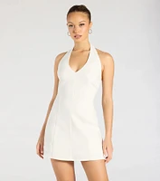 Chic Event Halter A-Line Mini Dress
