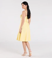 Playful And Pretty Corset Lace-Up Midi Dress