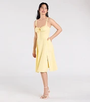 Playful And Pretty Corset Lace-Up Midi Dress