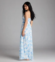 Sweet Beauty Floral A-Line Chiffon Maxi Dress