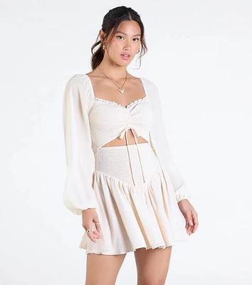 Perfect View Smocked Cutout Skater Dress