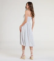 Breezy Cute Floral Slit Midi Dress