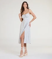 Breezy Cute Floral Slit Midi Dress