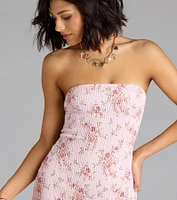 Speechless Strapless Floral Ruffle Mini Dress