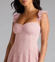 Love Is The Details Lace Lace-Up Skater Dress