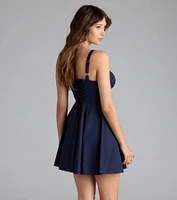 Ray Of Beauty Lace-Up Corset Skater Dress