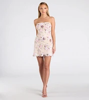 Touch Of Shimmer Lace-Up Floral Sequin Mini Dress