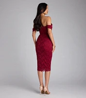 Lavish And Lovely Bodycon Lace Midi Dress