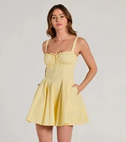 Ray Of Beauty Lace-Up Corset Skater Dress