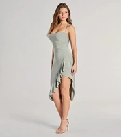 All Ruffled Up Bodycon Ruffle Midi Dress