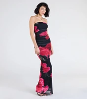 Perfect Petals Strapless Floral Maxi Dress