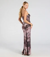Major Energy Strapless Floral Mesh Maxi Dress