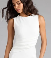 Chic Day Crew Neck Bodycon Crepe Mini Dress