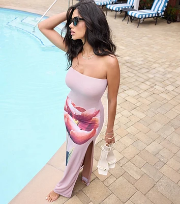 Statement Blooms Strapless Floral Maxi Dress
