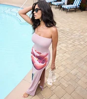 Statement Blooms Strapless Floral Maxi Dress