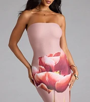 Statement Blooms Strapless Floral Maxi Dress