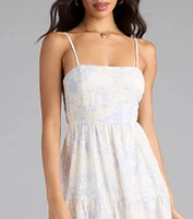 My Cute Side Tie-Back Floral Eyelet Midi Dress
