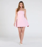 Cute Moment Strapless A-Line Crepe Mini Dress