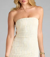 Adorable Flirt Ruffle Lace Mini Tube Dress