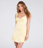 Always A Celebration Tie-Back Satin A-Line Mini Dress