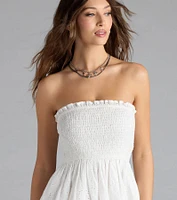 Effortless Eyelet Bubble Hem Mini Dress