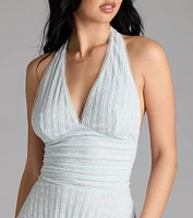 Blissful Darling Halter Lace Skater Mini Dress