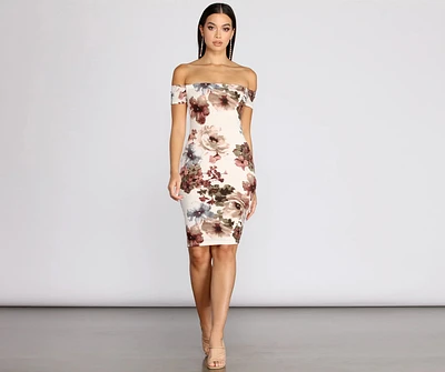 Painted Florals Midi Dress