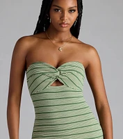Cutie Style Striped Knit Bodycon Mini Dress