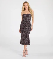Sweetest Soul Strapless Floral Flare Midi Dress