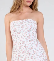 Sunday Soiree Strapless Floral Midi Dress