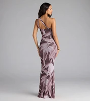 Vacay Mode Tropical Print One-Shoulder Maxi Dress