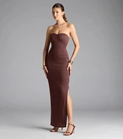 Beachy Breeze Strapless Slit Maxi Dress