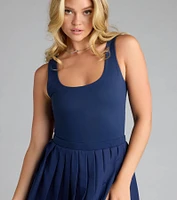 Courtside Style Cutout Pleated Skater Dress