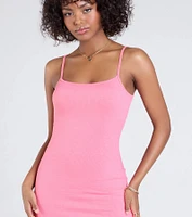 Stylish Staple Ribbed Knit Bodycon Midi Dress