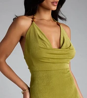 Chic Paradise Halter Open Back Slit Midi Dress