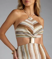 Meet Your Match Striped Lace-Up Midi Dress
