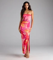 Island Time Tropical Floral Mesh Maxi Dress