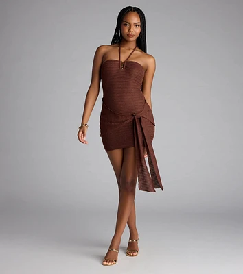 Too Hot to Handle Halter Knit Mini Dress