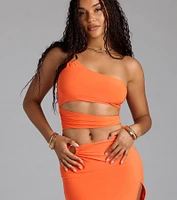 Turn Up The Heat One-Shoulder Cutout Midi Dress