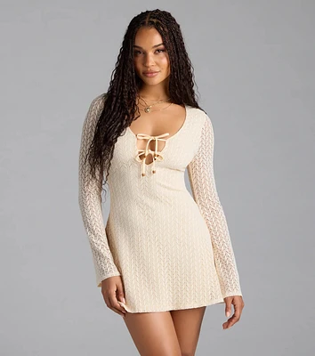 Dreamy Boho Bell Sleeve Knit Mini Dress