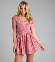 Sweet Like Sugar Gingham Print Skater Dress