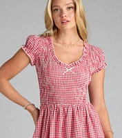 Sweet Like Sugar Gingham Print Skater Dress