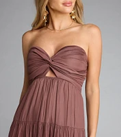 Twist Of Fate Strapless Ruffled Maxi Dress